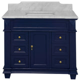 Elizabeth 42" Bathroom Vanity, Royal Blue, Carrara Marble