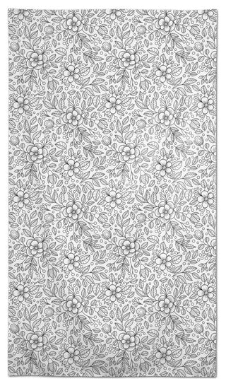 Doodle Flower Pattern Black 58x102 Tablecloth