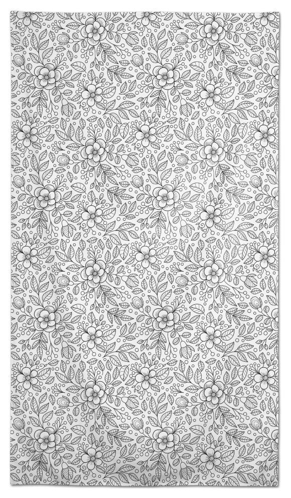 Doodle Flower Pattern Black 58x102 Tablecloth