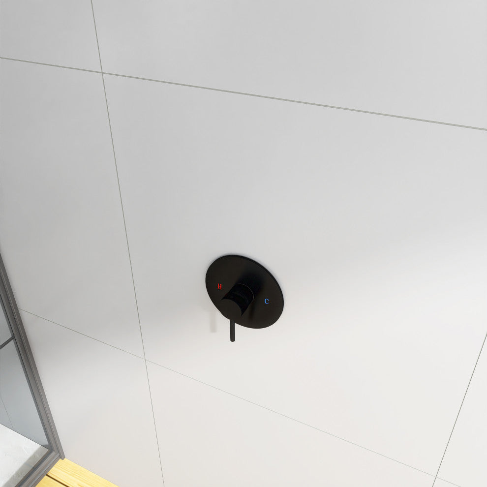Wall Mount Shower Faucet With Rough-In Valve, Matte Black