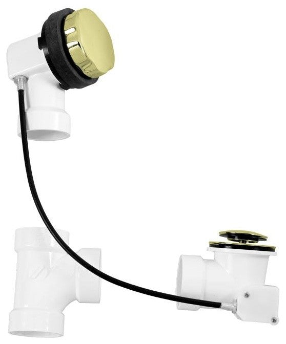 Sch. 40 PVC 27" Cable Drive Bath Waste In Oil Rubbed Bronze, Polished Brass