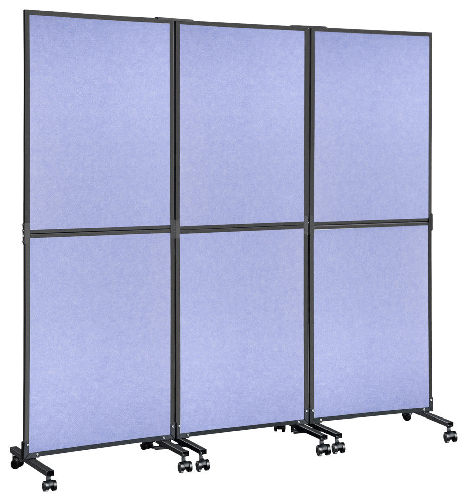 Acoustic Room Divider 72"x66" Office Partition 3 Panels, Blue