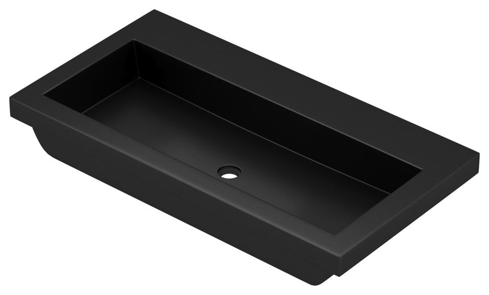 Trough 3619 Bathroom Sink, Charcoal, No Faucet Holes