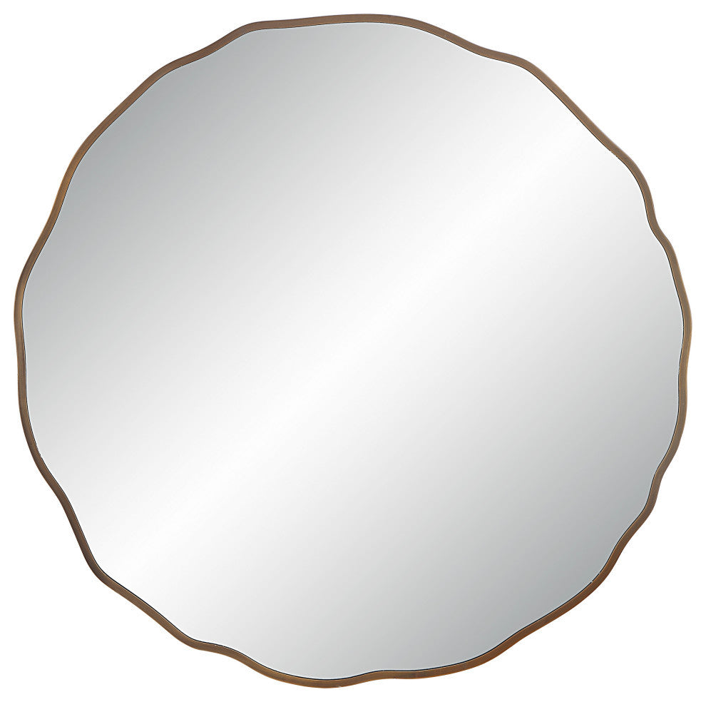 Bern 40" Tall Round Irregular Mirror, Antique Brushed Brass