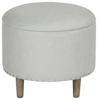 Cortesi Home Hosta 19" Round Storage Ottoman in Beige Linen