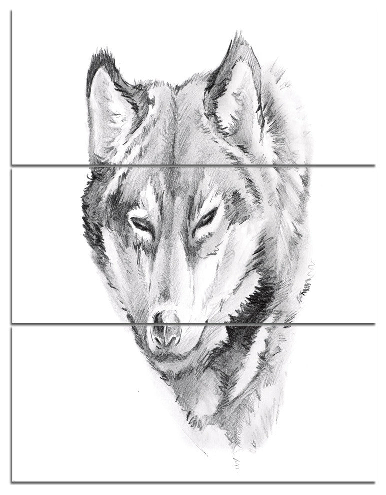"Wolf Tattoo Art" Digital Metal Wall Art, 3 Panels, 28"x36"