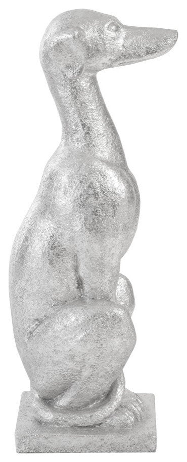 Grayhound Resin Figurine, Silver Leaf