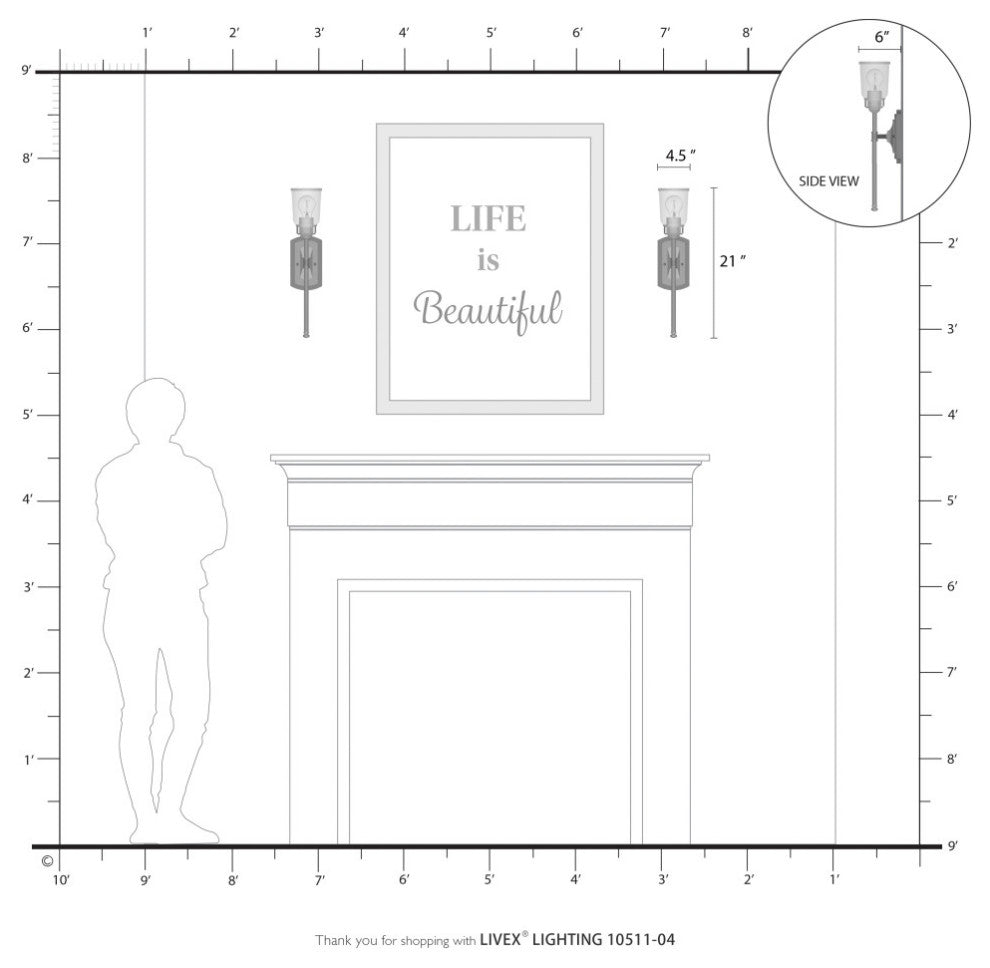 Lawrenceville 1 Light Black Large Single Sconce