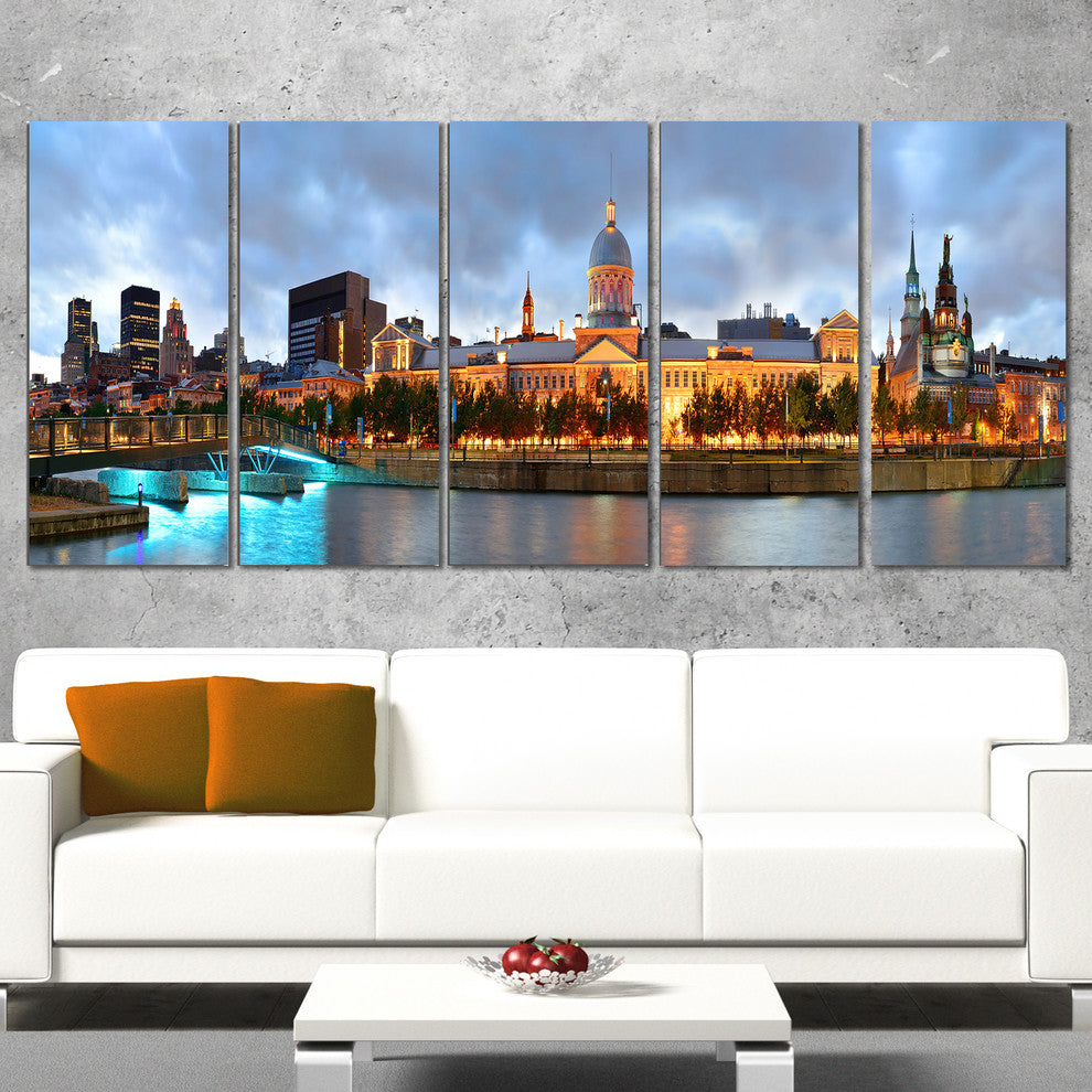 "Montreal Panoramic View" Cityscape Canvas Photo Print, 5 Panels, 60"x28"