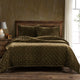 Stella Faux Silk Velvet Quilt, Green Ochre, Queen