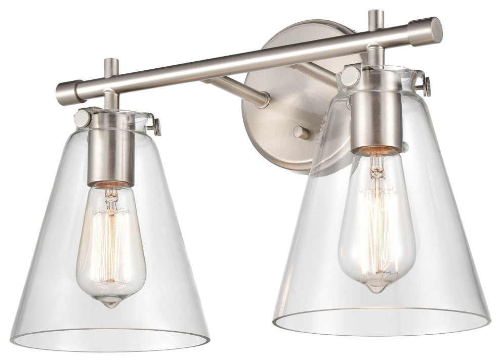 2 Light 16" Brushed Nickel Bathroom Vanity Light