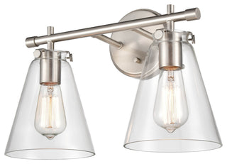 2 Light 16" Brushed Nickel Bathroom Vanity Light