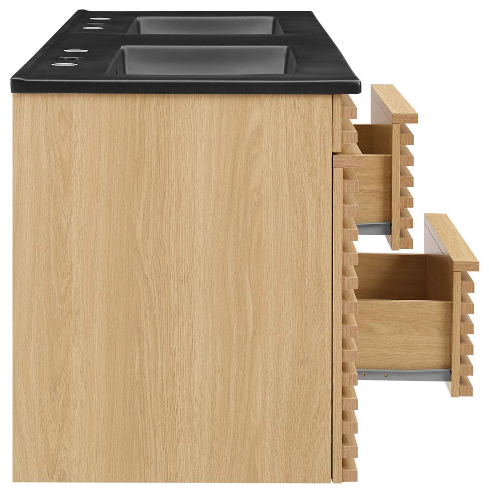 Render 48" Wall-Mount Bathroom Vanity, Oak Black