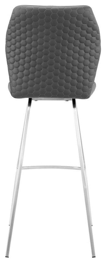 Tandy Gray Faux Leather and Brushed Stainless Steel 26 Counter Stool