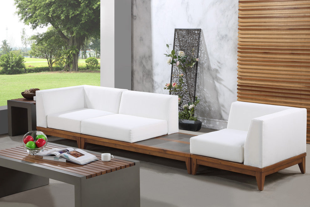 Rio Water Resistant Fabric  Patio 3-Piece Modular Sofa, Off White