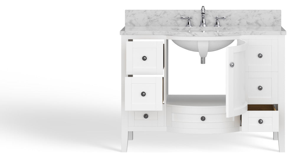 Blanc Bathroom Vanity, White, 48", Single Sink, Freestanding
