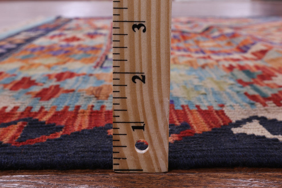 4' 3" X 6' 0" Reversible Flat Weave Kilim Wool On Wool Rug Q9488