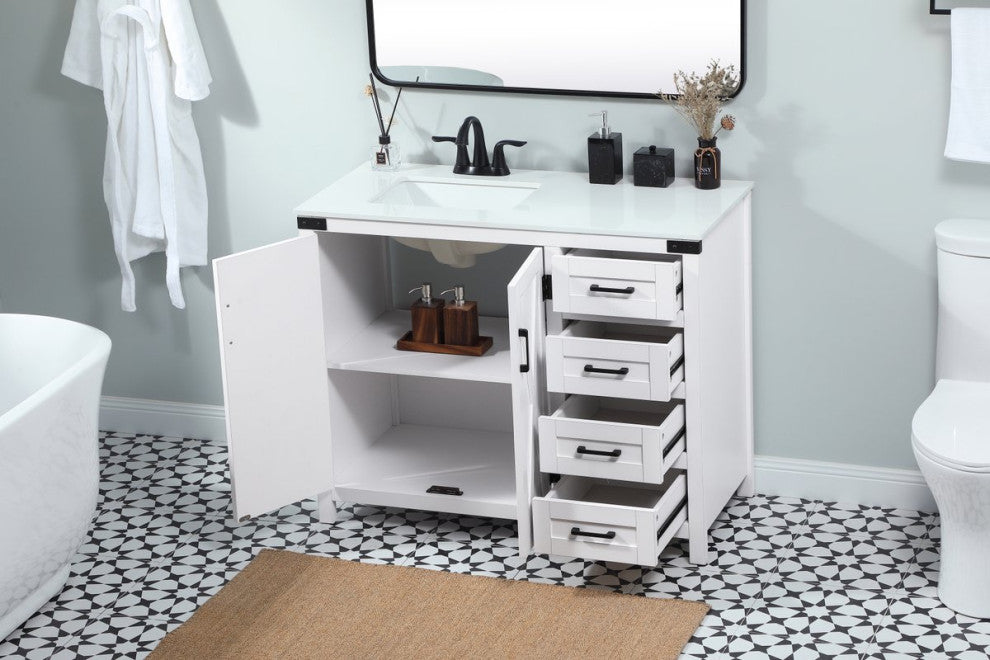 Home Living 19" Farmhouse White-Light Bathroom Vanity