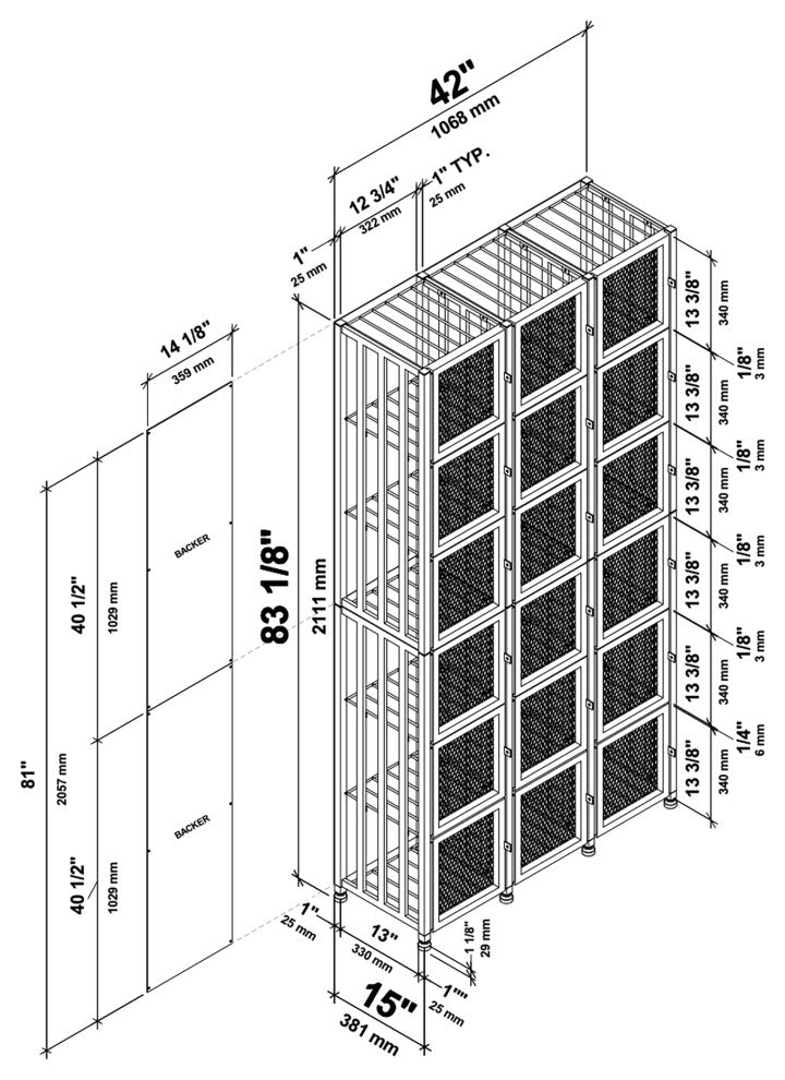 Case and Crate 6 | Metal Bottle Storage | Freestanding Wine Rack, 288 Bottles, Locker