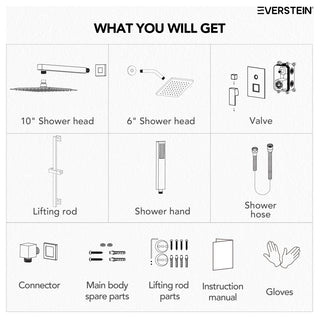 Dual Heads 10"x 6" Rain Shower System with Hand Shower Spray, Matte Black