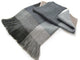 Alpaca and Wool Throw Blanket, Luxury All Season Block Throw, Grey With Blue