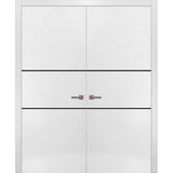 Solid French Double Doors 84 x 84 | Planum 0014 White Silk with