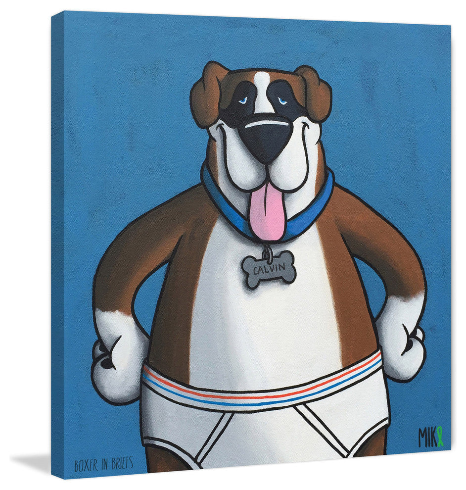 Marmont Hill, "Boxer in Briefs" by Mike Taylor Painting on Wrapped Canvas, 32x32