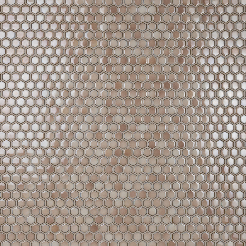 Hudson 1" Hex Truffle Porcelain Floor and Wall Tile