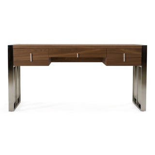 Modrest Orcutt Modern Walnut and Stainless Steel Desk