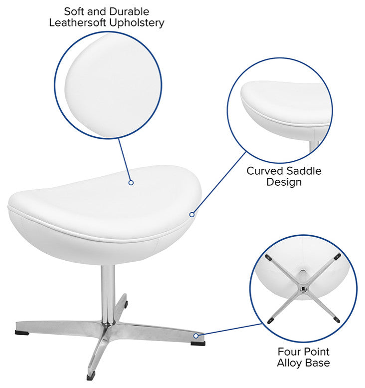 White LeatherSoft Swivel Wing Chair and Ottoman Set
