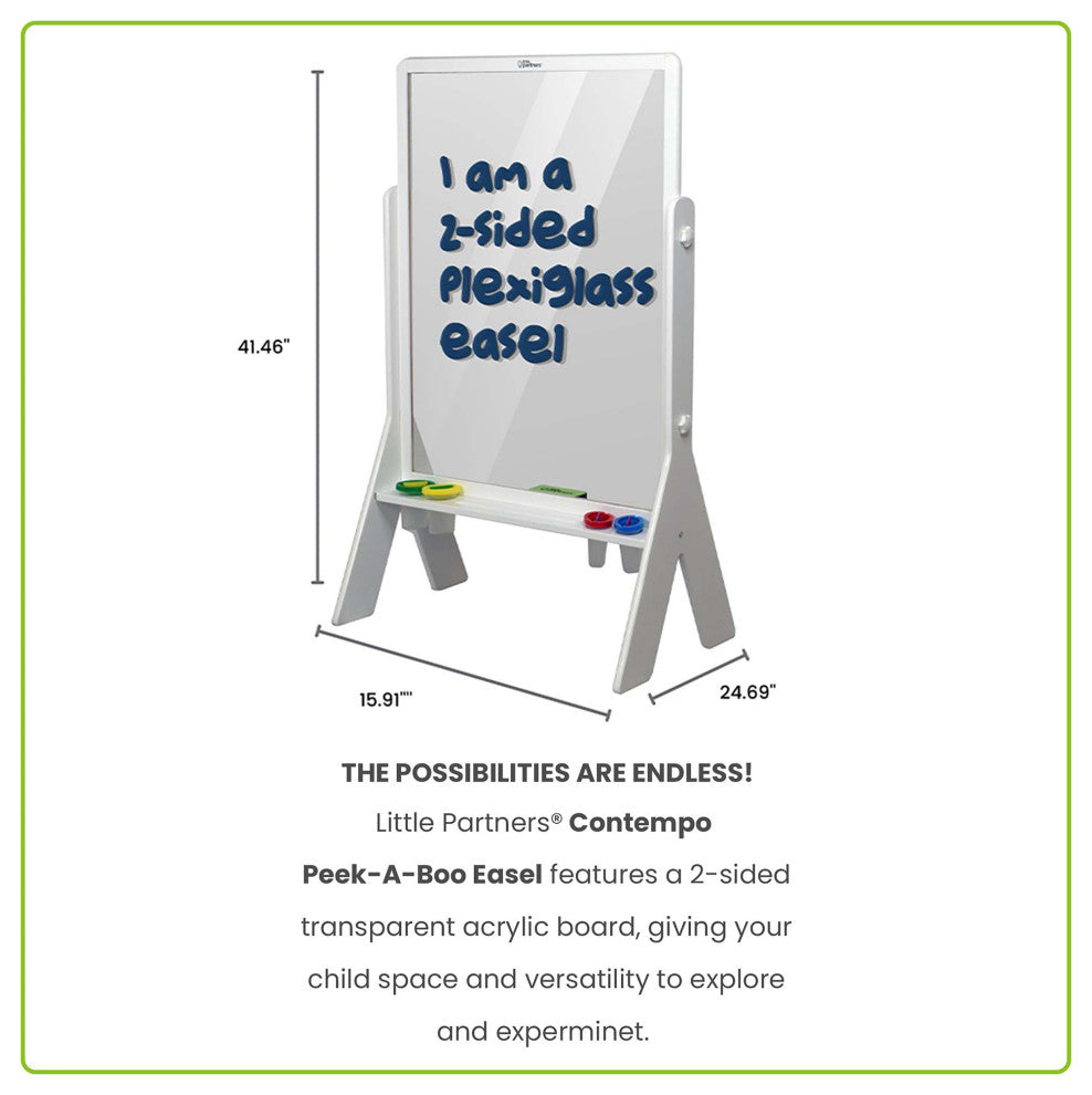 Little Partners Peek-A-Boo Adjustable Height Art Easel, Soft White