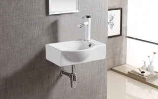 ELANTI EC1805-L Porcelain Wall-Mounted Sink, Left-Facing, White