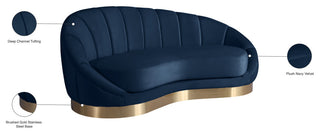 Shelly Velvet Upholstered Chaise, Navy