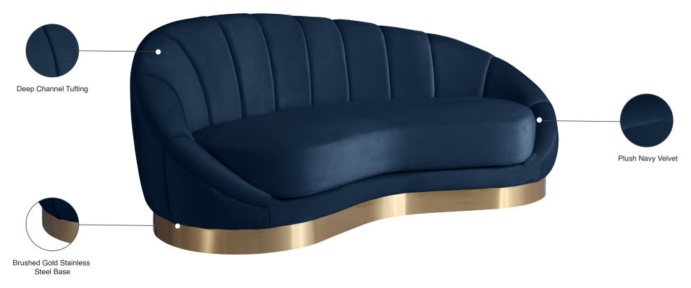 Shelly Velvet Upholstered Chaise, Navy
