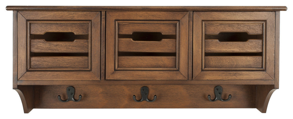 Safavieh Leon Hanging 3 Drawer Wall Rack, Honey
