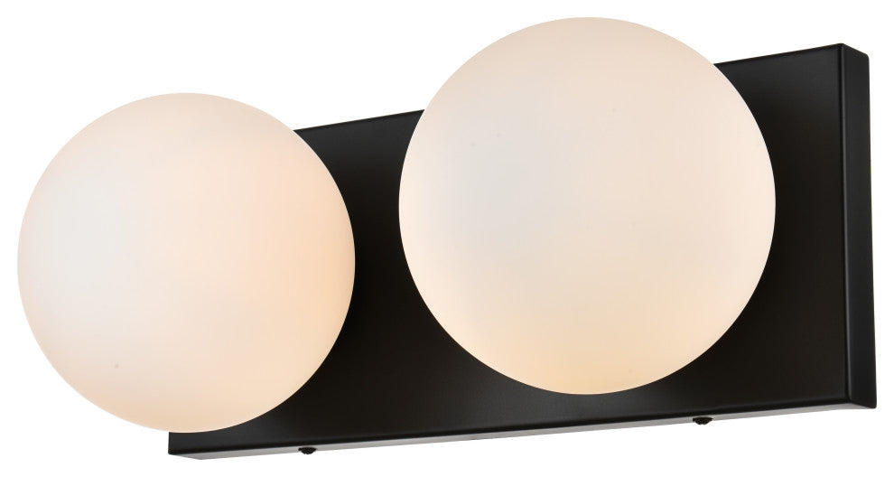 2 Light Black And Frosted White Bath Sconce