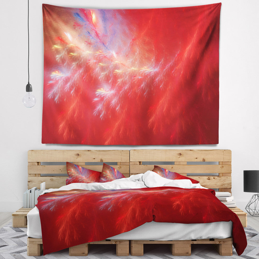 Mystic Red Thunder Sky Abstract Wall Tapestry, 80"x68"