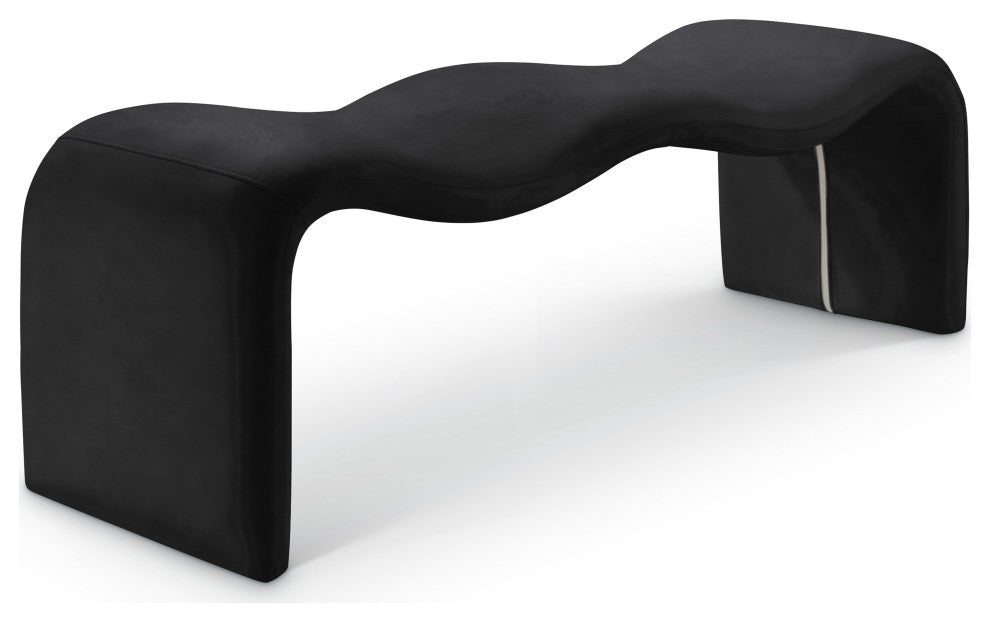 Willow Upholstered Bench, Black, Vegan Leather