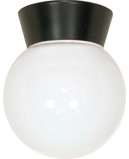 1 Light 8" Utility, Ceiling Mount White Glass Globe