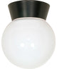 1 Light 8" Utility, Ceiling Mount White Glass Globe