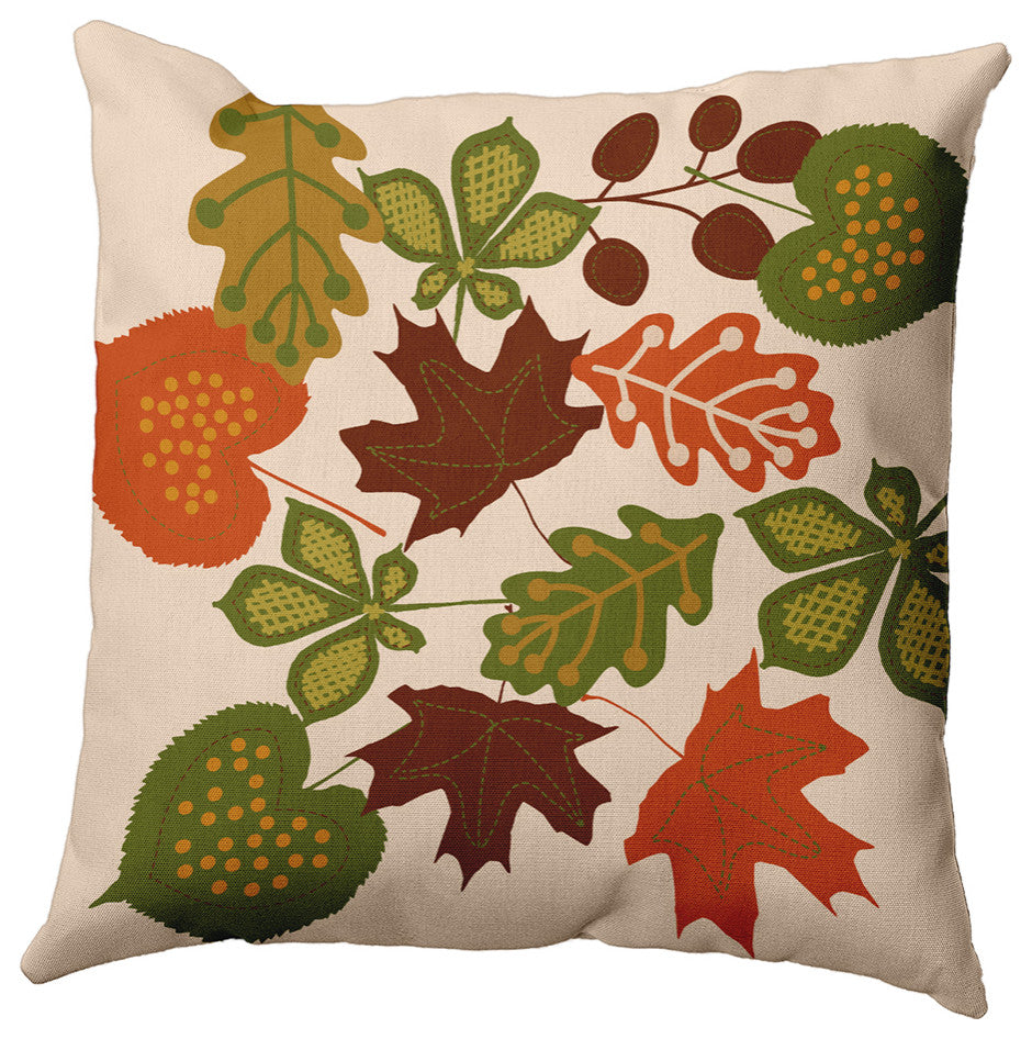 26" x 26" Fall Leaves Decorative Throw Pillow, Oak