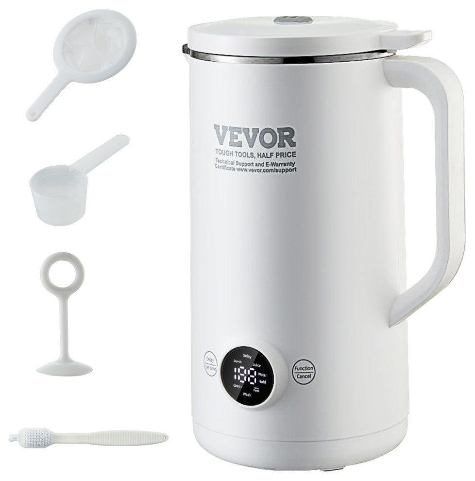 VEVOR Nut Milk Maker 8-in-1 Soy Milk Maker 8-Leaf Blades 600ML 2-18 Hours Timer