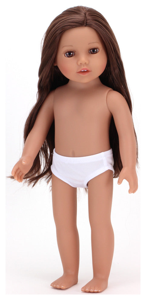 18" Miley Brunette Vinyl Doll Purple Dress