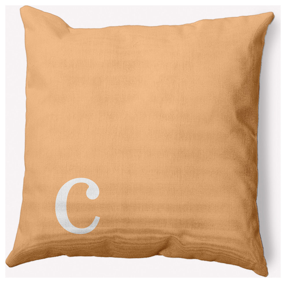 18" x 18" Modern Monogram Indoor/Outdoor Polyester Throw Pillow, Pale Gold