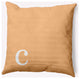18" x 18" Modern Monogram Indoor/Outdoor Polyester Throw Pillow, Pale Gold