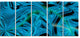 Blue Winter Fractal Pattern, Abstract Art on Canvas, 60"x28", 5 Panels