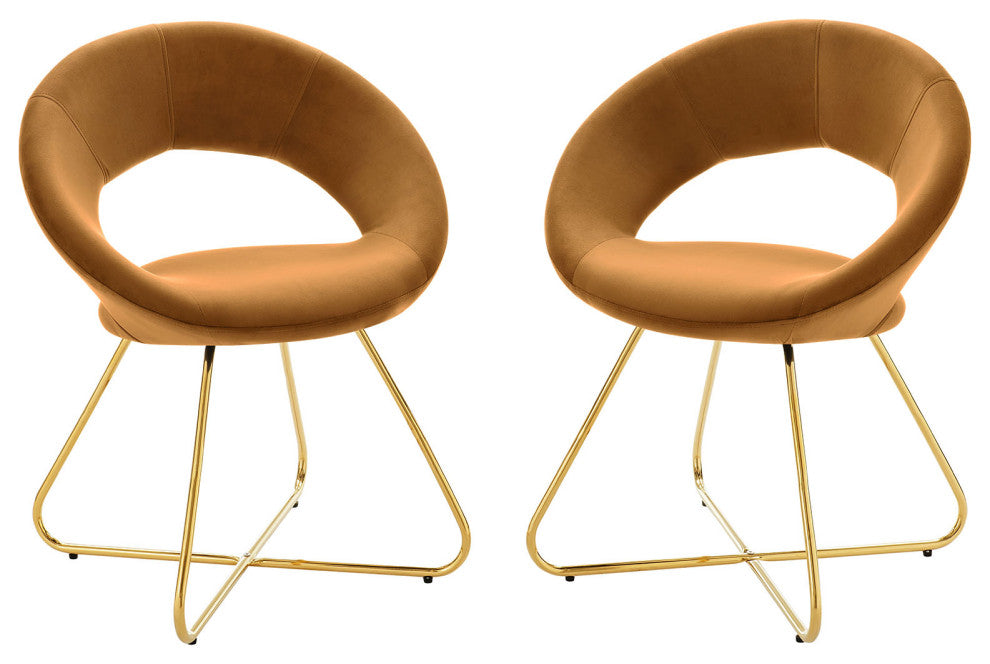 Nouvelle Performance Velvet Dining Chair Set of 2 Gold Cognac -4681