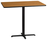 30"x48" Natural Laminate Table Top With 22"x30" Bar Height Table Base