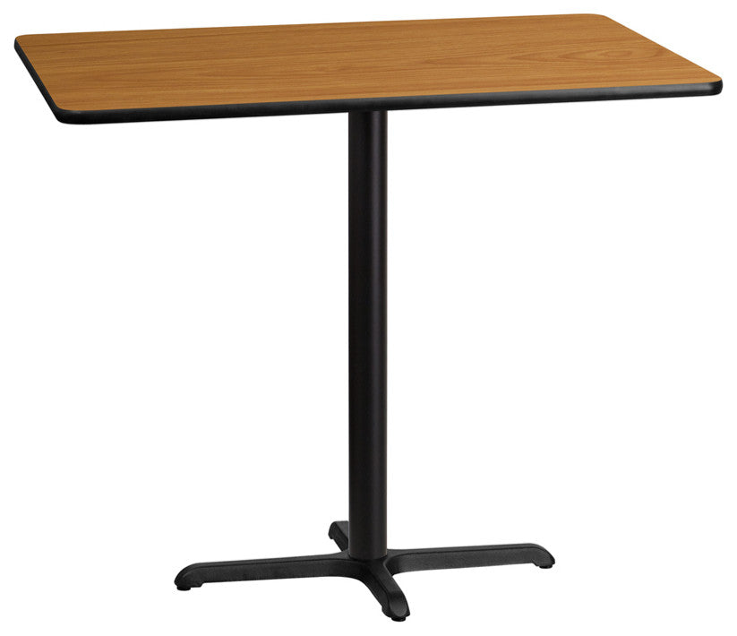 30"x48" Natural Laminate Table Top With 22"x30" Bar Height Table Base