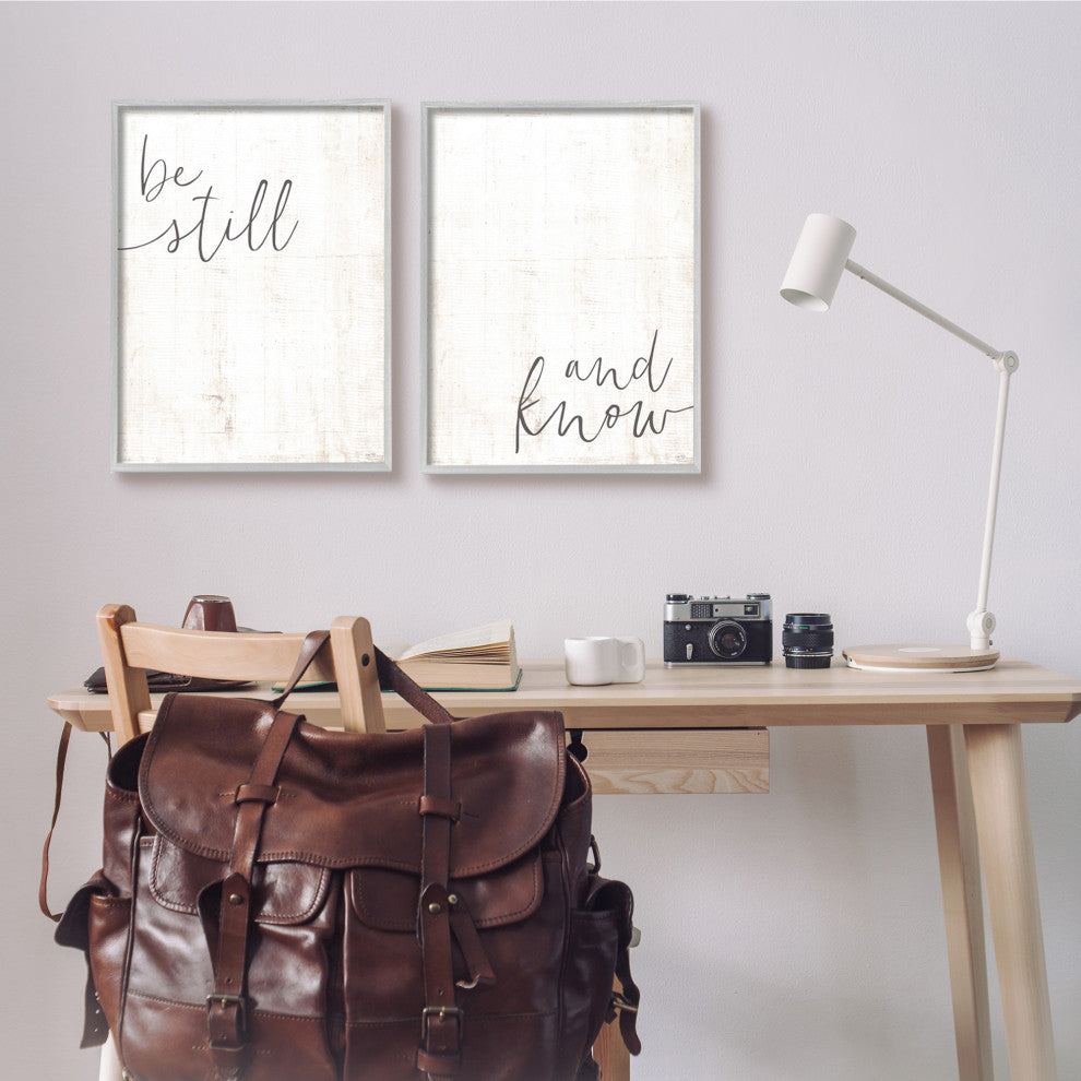 Be Still And Know Calligraphy Inspirational Phrase, 2pc, each 16 x 20